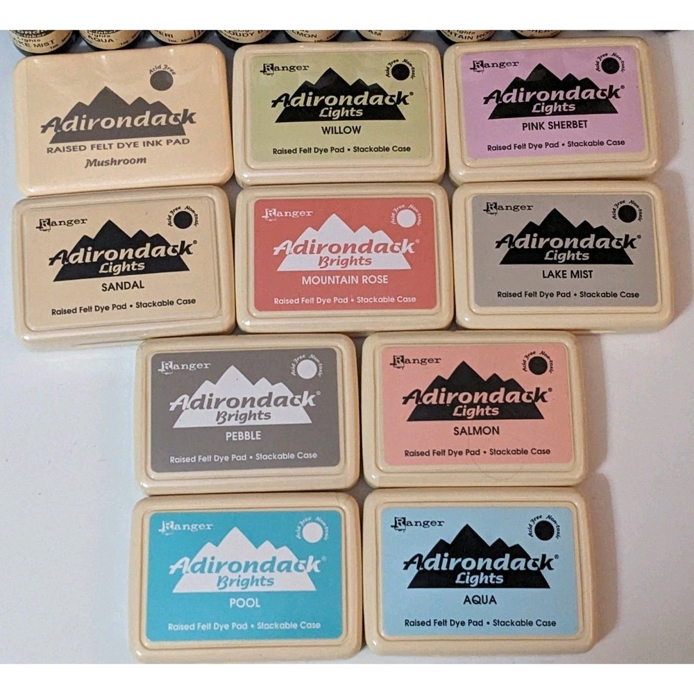 10 Ranger Adirondack Re-inker Bottles Ink Large 1oz & 10 Dye Pads READ - Picture 3 of 6
